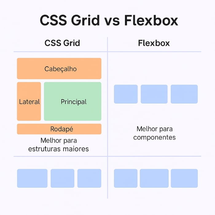 Comparação CSS Grid vs Flexbox